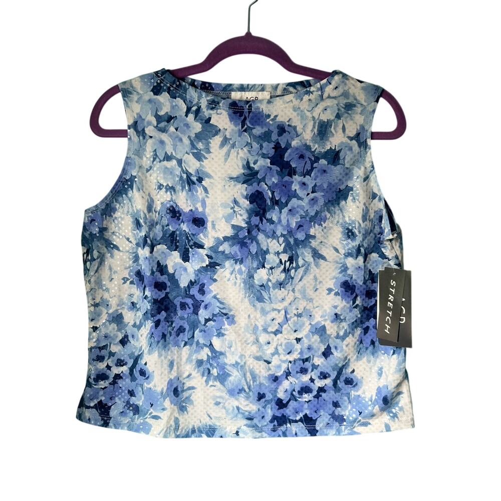 New AGB Byer California Blue and White Shell Tank Top Sleeveless Shirt top